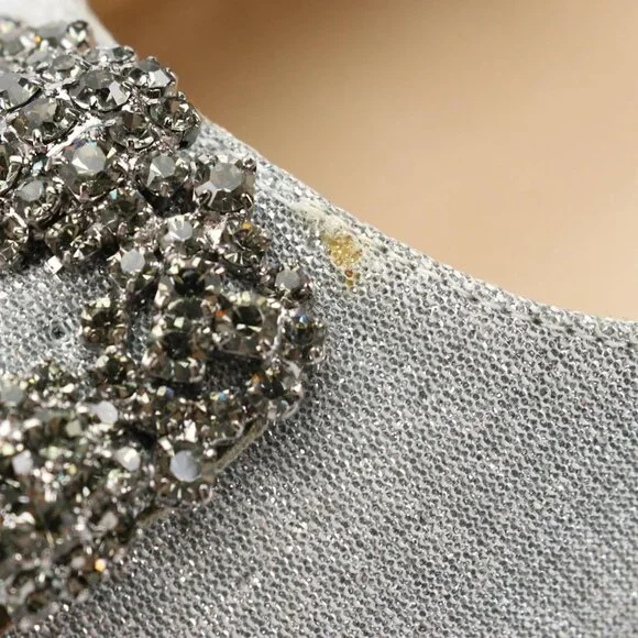 Manolo Blahnik Hangisi Silver Shimmery Embellished Pumps - Picture 8 of 8